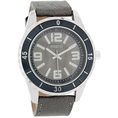 Oozoo UOC4273A Vintage Series Montre analogique unisexe en cuir taupe gris, Argenté/taupe, gris, bracelet Oozoo UOC4273A Vintage Series Montre analogique unisexe en cuir taupe gris, Argenté/taupe, gris, bracelet