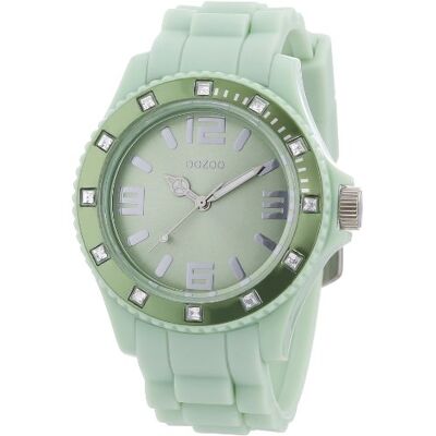 Oozoo C4359 Pastel Jade Strass Montre Femme Quartz Analogique Bracelet Silicone Vert Oozoo C4359 Pastel Jade Strass Montre Femme Quartz Analogique Bracelet Silicone Vert