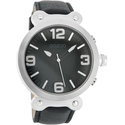 Oozoo Montre XXL pour femme avec bracelet en cuir – C4058 – Crème/cognac, argent/noir , bracelet Oozoo Montre XXL pour femme avec bracelet en cuir – C4058 – Crème/cognac, argent/noir , bracelet