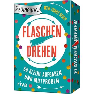 RIVA Flaschendrehen: 60 lustige Aufgaben und Mutproben Das Original. Der Spieleklassiker für alle ab 12 Jahren perfekt für Klassenfahrt, Geburtstag und als Geschenk RIVA Flaschendrehen: 60 lustige Aufgaben und Mutproben Das Original. Der Spieleklassiker für alle ab 12 Jahren perfekt für Klassenfahrt, Geburtstag und als Geschenk