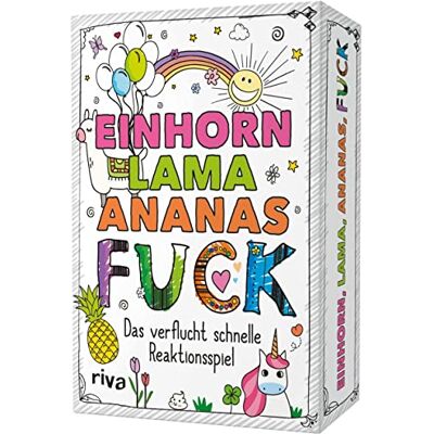 RIVA Einhorn, Lama, Ananas, FUCK (Spiel): Das verflucht schnelle Reaktionsspiel. Der Klassiker für Erwachsene. Zum Abreagieren und Entspannen. Das perfekte Geschenk für Weihnachten und Geburtstag RIVA Einhorn, Lama, Ananas, FUCK (Spiel): Das verflucht schnelle Reaktionsspiel. Der Klassiker für Erwachsene. Zum Abreagieren und Entspannen. Das perfekte Geschenk für Weihnachten und Geburtstag