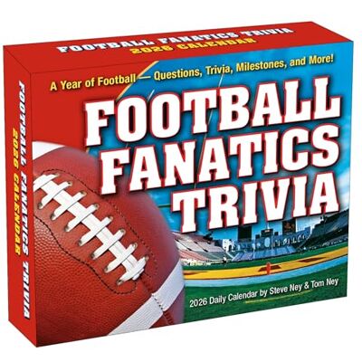 SELLERS PUBLISHING, INC. Football Fanatics Trivia 2026 Daily Desk Calendar: Boxed Page-a-Day Sports Quiz Calendar with Day-to-Day NFL & NCAA Facts, Milestones & Game-Day History SELLERS PUBLISHING, INC. Football Fanatics Trivia 2026 Daily Desk Calendar: Boxed Page-a-Day Sports Quiz Calendar with Day-to-Day NFL & NCAA Facts, Milestones & Game-Day History
