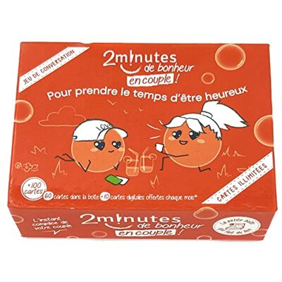 2 minutes... mon amour ! 2 Minutes de Bonheur en Couple Le Seul Jeu de Questions aux Cartes illimitées Lauréat du Prix des Couples 2023 2 minutes... mon amour ! 2 Minutes de Bonheur en Couple Le Seul Jeu de Questions aux Cartes illimitées Lauréat du Prix des Couples 2023