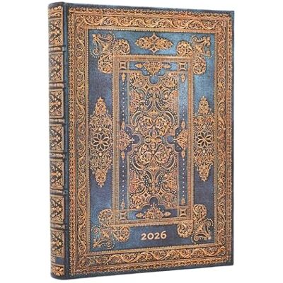 Paperblanks 2026 Blue Luxe Design de luxe Calendrier 12 Monat Midi Tagesüberblick Bande élastique 416 Pg 80 GSM Paperblanks 2026 Blue Luxe Design de luxe Calendrier 12 Monat Midi Tagesüberblick Bande élastique 416 Pg 80 GSM