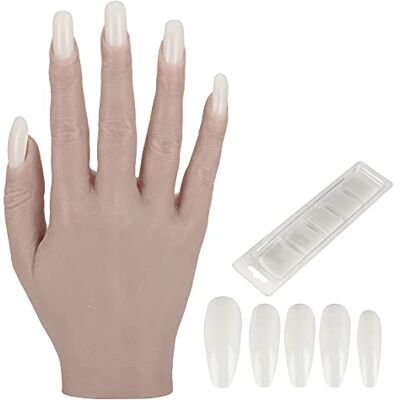 OKAT Main d'entraînement des ongles en silicone, mannequin de pratique de manucure pliable avec faux ongles pour technicienne des ongles pour salon de manucure(01) OKAT Main d'entraînement des ongles en silicone, mannequin de pratique de manucure pliable avec faux ongles pour technicienne des ongles pour salon de manucure(01)