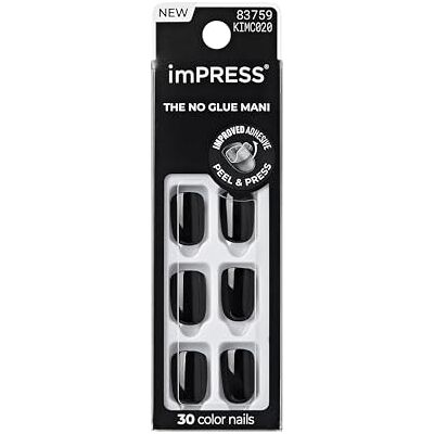 imPRESS KISS Color Gel Kit d'ongles en gel, entièrement noir, avec technologie PureFit, manucure de couleur sans polissage, comprend un tampon de préparation, une mini lime, un bâton à cuticules et 30 imPRESS KISS Color Gel Kit d'ongles en gel, entièrement noir, avec technologie PureFit, manucure de couleur sans polissage, comprend un tampon de préparation, une mini lime, un bâton à cuticules et 30