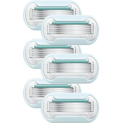 Gillette Lubrastrip Lot de 6 lames de rasoir lisses et sensibles pour femme avec une touche d'aloe vera pour protéger contre les irritations du rasage Gillette Lubrastrip Lot de 6 lames de rasoir lisses et sensibles pour femme avec une touche d'aloe vera pour protéger contre les irritations du rasage