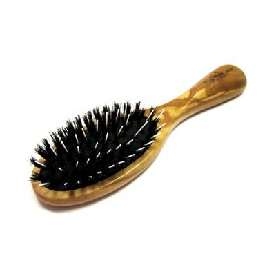 Golddachs Brosse pneumatique de poche en bois d'olivier 100% poils de sanglier avec broches (épingle à coiffer) arrondie. 7 rangées Golddachs Brosse pneumatique de poche en bois d'olivier 100% poils de sanglier avec broches (épingle à coiffer) arrondie. 7 rangées