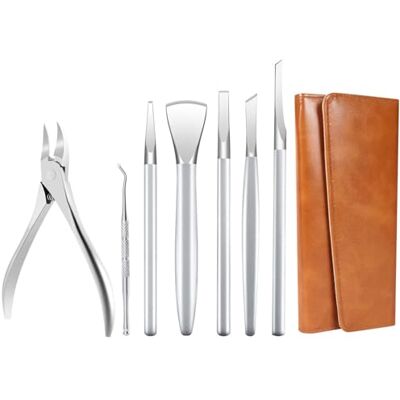 CHICREEN Kit de retrait d'ongles incarnés, kit d'outils de pédicure, ensemble de couteaux professionnels en acier inoxydable, outil de soins des pieds pour enlever les cuticules des ongles, ensemble de 7 CHICREEN Kit de retrait d'ongles incarnés, kit d'outils de pédicure, ensemble de couteaux professionnels en acier inoxydable, outil de soins des pieds pour enlever les cuticules des ongles, ensemble de 7
