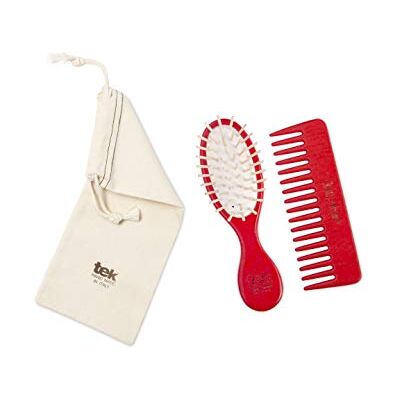 TEK Kit porte-monnaie : petite brosse ovale et petit peigne Rado rouge avec étui en coton, fabriqué à la main en Italie TEK Kit porte-monnaie : petite brosse ovale et petit peigne Rado rouge avec étui en coton, fabriqué à la main en Italie
