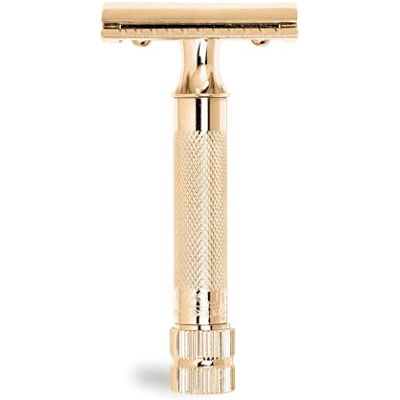 MERKUR Rasoir 34G Poignée compacte dorée brillante Rasoir en deux pièces avec coupe droite Peigne fermé Idéal pour le rasage humide Zinc moulé sous pression Poignée en laiton Fabriqué en Allemagne MERKUR Rasoir 34G Poignée compacte dorée brillante Rasoir en deux pièces avec coupe droite Peigne fermé Idéal pour le rasage humide Zinc moulé sous pression Poignée en laiton Fabriqué en Allemagne