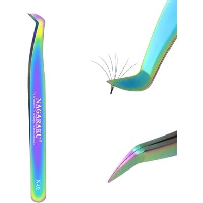 NAGARAKU Pince Cils Volumineux Greffage Colorée Pince à Épiler Précision Professionnelle Acier Inoxydable Pointue Courbe Antistatique Curved Volume Lash Tweezer pour Créer des Fleurs de Cils (N-05) NAGARAKU Pince Cils Volumineux Greffage Colorée Pince à Épiler Précision Professionnelle Acier Inoxydable Pointue Courbe Antistatique Curved Volume Lash Tweezer pour Créer des Fleurs de Cils (N-05)