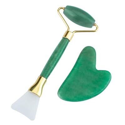 GAYEGF Jade Roller Poudre Cristal Masque Visage Brosse Rouleau Plaque de Rasage, Vert GAYEGF Jade Roller Poudre Cristal Masque Visage Brosse Rouleau Plaque de Rasage, Vert