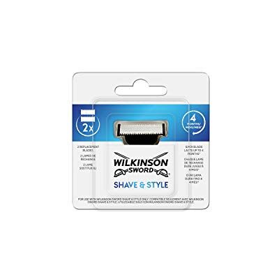 Wilkinson Sword Lames de recharge Shave & Style Rasoir électrique Tondeuse Pack 2 Lames de Charge pour Homme 20 Gr Wilkinson Sword Lames de recharge Shave & Style Rasoir électrique Tondeuse Pack 2 Lames de Charge pour Homme 20 Gr