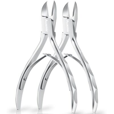 Auxmir Lot de 2 Pince Coupe Ongle Précision Pince à Ongle pour Épais Orteils Fungus Ongles Incarnés Coupe Ongle Professionnel Pince Ongle en Acier Inoxydable Auxmir Lot de 2 Pince Coupe Ongle Précision Pince à Ongle pour Épais Orteils Fungus Ongles Incarnés Coupe Ongle Professionnel Pince Ongle en Acier Inoxydable