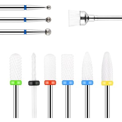 URAQT 10 Pièces Ensemble de Forets à Ongles, 3/32 Forets à Ongles en Céramique pour Ongles en Gel Acrylique Ensemble de Têtes de Meulage de Cuticules Professionnelles pour Manucure Pédicure URAQT 10 Pièces Ensemble de Forets à Ongles, 3/32 Forets à Ongles en Céramique pour Ongles en Gel Acrylique Ensemble de Têtes de Meulage de Cuticules Professionnelles pour Manucure Pédicure