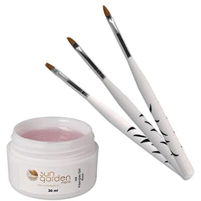 Sun Gel UV en Fibre de Verre Rose Transparent 30 ml + Set de Pinceaux Sun Gel UV en Fibre de Verre Rose Transparent 30 ml + Set de Pinceaux