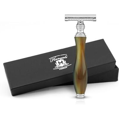 Haryali London Rasoir à double lame pour homme et femme Double lame durable Design ergonomique Convient à toutes les lames de la marque allemande (imitation corne de buffalo) Haryali London Rasoir à double lame pour homme et femme Double lame durable Design ergonomique Convient à toutes les lames de la marque allemande (imitation corne de buffalo)