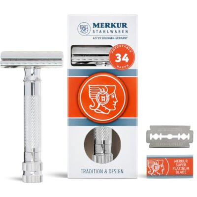MERKUR Rasoir réglable 34C Chromé brillant classique Rasoir de qualité supérieure en deux pièces avec coupe droite Idéal pour le rasage humide Zinc moulé sous pression Poignée en laiton MERKUR Rasoir réglable 34C Chromé brillant classique Rasoir de qualité supérieure en deux pièces avec coupe droite Idéal pour le rasage humide Zinc moulé sous pression Poignée en laiton