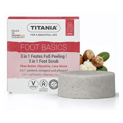 TITANIA Bloc exfoliant pour pieds 3 en 1 Exfoliant ferme avec beurre de karité, glycérine et pierre ponce Cosmos Natural, végétalien, fabriqué en Allemagne TITANIA Bloc exfoliant pour pieds 3 en 1 Exfoliant ferme avec beurre de karité, glycérine et pierre ponce Cosmos Natural, végétalien, fabriqué en Allemagne