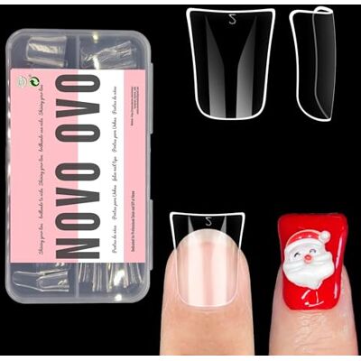NOVO OVO Lot de 120 faux ongles extra courts en forme de pieds de canard Couvrance complète En acrylique transparent Y2K Couverture complète Large et épais Faux ongles 12 tailles dans une NOVO OVO Lot de 120 faux ongles extra courts en forme de pieds de canard Couvrance complète En acrylique transparent Y2K Couverture complète Large et épais Faux ongles 12 tailles dans une