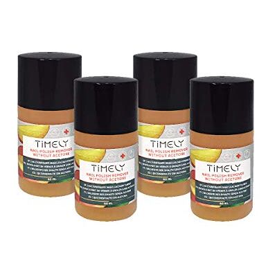 Timely Dissolvant sans acétone pour vernis à ongles aux vitamines E et A et protéines de soie, petit format, (Lot de 4 x 60 ml) Timely Dissolvant sans acétone pour vernis à ongles aux vitamines E et A et protéines de soie, petit format, (Lot de 4 x 60 ml)