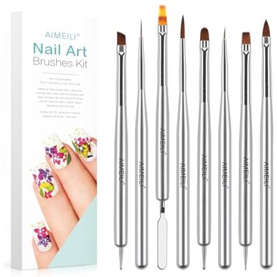 AIMEILI Lot de 8 pinceaux Design Nail Brush Set pour Ongles en Gel et Art Acrylique AIMEILI Lot de 8 pinceaux Design Nail Brush Set pour Ongles en Gel et Art Acrylique