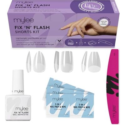 MYLEE Kit Fix N Flash Soft Gel Tips Shorts, 3 formes, 216 pcs – Amande, Carré & Coffin, avec Gel, Lingettes Préparatrices & Lime demi-lune, Extension Ongles, Souples & Résistants Lime, extensions pour nail art, amande, carré et cercueil, gel inclus, fle MYLEE Kit Fix N Flash Soft Gel Tips Shorts, 3 formes, 216 pcs – Amande, Carré & Coffin, avec Gel, Lingettes Préparatrices & Lime demi-lune, Extension Ongles, Souples & Résistants Lime, extensions pour nail art, amande, carré et cercueil, gel inclus, fle