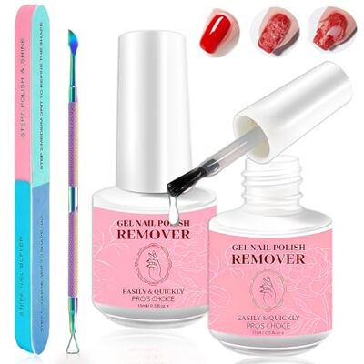 DiviDermy Lot de 2 dissolvants pour vernis à ongles de 15 ml avec repousse-cuticules et grattoir à vernis à ongles Vert DiviDermy Lot de 2 dissolvants pour vernis à ongles de 15 ml avec repousse-cuticules et grattoir à vernis à ongles Vert