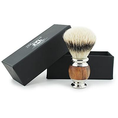 Haryali London Blaireau de rasage Silvertip Blaireau de rasage en bois pour crème de rasage pour une mousse luxueuse Blaireau de rasage pour homme et femme Haryali London Blaireau de rasage Silvertip Blaireau de rasage en bois pour crème de rasage pour une mousse luxueuse Blaireau de rasage pour homme et femme