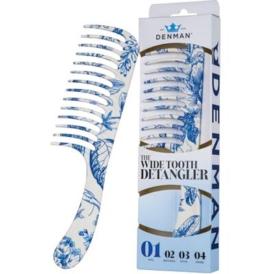Denman D28 Blue Belle Peigne démêlant à dents larges pour démêler, définir les boucles et lisser tous les types de cheveux, femme et homme Denman D28 Blue Belle Peigne démêlant à dents larges pour démêler, définir les boucles et lisser tous les types de cheveux, femme et homme