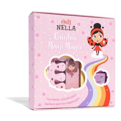 MISS NELLA NAIL KIT & NAIL POLISH- Ensemble d'accessoires pour enfants + Bubble gum vernis à ongles peel off, autocollants pour ongles, tatouages, limes à ongles et séparateurs d'orteils MISS NELLA NAIL KIT & NAIL POLISH- Ensemble d'accessoires pour enfants + Bubble gum vernis à ongles peel off, autocollants pour ongles, tatouages, limes à ongles et séparateurs d'orteils