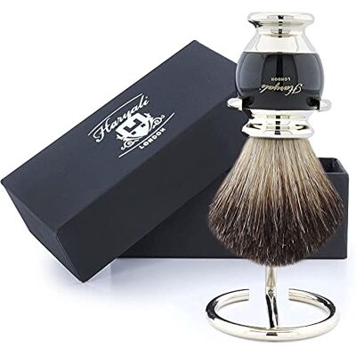 Haryali London Haryali Sophist Collection Blaireau à raser en poils de blaireau noirs avec support en acier inoxydable allemand. Haryali London Haryali Sophist Collection Blaireau à raser en poils de blaireau noirs avec support en acier inoxydable allemand.