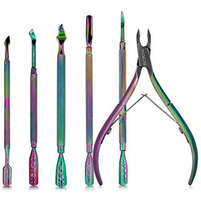 KADS Cuticle Pusher Remover avec Symphony Nipper Rainbow Acier inoxydable Manucure Nail Art Tool Set KADS Cuticle Pusher Remover avec Symphony Nipper Rainbow Acier inoxydable Manucure Nail Art Tool Set