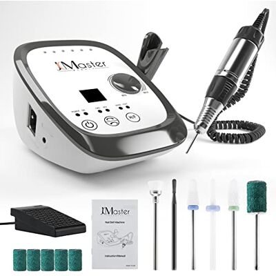 JCMASTER Ponceuse pour ongles ® ponceuse ongles professionnelle 35000 RPM avec pédale, 6 embouts, Lime à ongles électrique manucure pédicure set pour retirer vernis gel acrylique cuticules podologie JCMASTER Ponceuse pour ongles ® ponceuse ongles professionnelle 35000 RPM avec pédale, 6 embouts, Lime à ongles électrique manucure pédicure set pour retirer vernis gel acrylique cuticules podologie