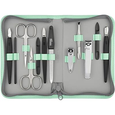 marQus Solingen Manikür Set 12 pieces Set à ongles pour hommes et femmes avec tout ce dont on a besoin pour la manucure et la pédicure, dans un étui en similicuir de haute qualité marQus Solingen Manikür Set 12 pieces Set à ongles pour hommes et femmes avec tout ce dont on a besoin pour la manucure et la pédicure, dans un étui en similicuir de haute qualité
