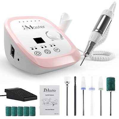 JCMASTER Ponceuse à ongles électrique professionnelle avec pédale pour ongles en gel et acrylique, pour salon de manucure à la maison, avec 6 embouts Rose JCMASTER Ponceuse à ongles électrique professionnelle avec pédale pour ongles en gel et acrylique, pour salon de manucure à la maison, avec 6 embouts Rose