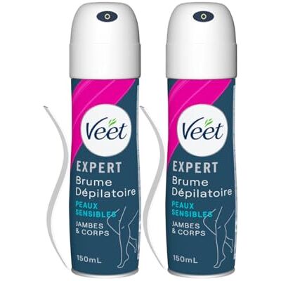 Veet Lot de 2 sprays dépilatoires Pour peaux sensibles 150 ml Veet Lot de 2 sprays dépilatoires Pour peaux sensibles 150 ml