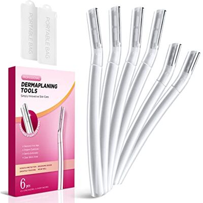 SINAHET Dermaplane Lot de 6 rasoirs professionnels pour le visage des femmes, outil de dermaplaning professionnel pour épilation du visage et des sourcils, lame d'exfoliation douce de la peau SINAHET Dermaplane Lot de 6 rasoirs professionnels pour le visage des femmes, outil de dermaplaning professionnel pour épilation du visage et des sourcils, lame d'exfoliation douce de la peau