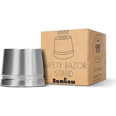 Bambaw Support Rasoir Argenté Socle pour Rasoir en Métal Porte Rasoir de Sureté Range Rasoir en Métal Porte Rasoir Homme et Femme Stand pour Rasoir Bambaw Support Rasoir Argenté Socle pour Rasoir en Métal Porte Rasoir de Sureté Range Rasoir en Métal Porte Rasoir Homme et Femme Stand pour Rasoir