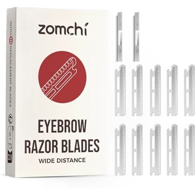 ZOMCHI Recharges de rasoir Dermaplaning, lot de 10 lames de rechange (grande distance), recharges de rasoir Dermaplane en métal, lames de rasoir à sourcils sans plastique ZOMCHI Recharges de rasoir Dermaplaning, lot de 10 lames de rechange (grande distance), recharges de rasoir Dermaplane en métal, lames de rasoir à sourcils sans plastique