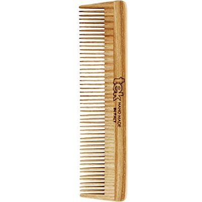 TEK Peigne à Dents Épaisses avec Manche en Bois de Frêne, Fabriqué à la Main en Italie, pour Cheveux Fins 14 x 3.6 cm TEK Peigne à Dents Épaisses avec Manche en Bois de Frêne, Fabriqué à la Main en Italie, pour Cheveux Fins 14 x 3.6 cm
