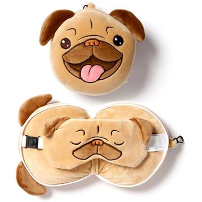 Puckator Coussin Voyage Relaxeazzz Peluché 2-en-1 Mopps Chien Carlin Puckator Coussin Voyage Relaxeazzz Peluché 2-en-1 Mopps Chien Carlin