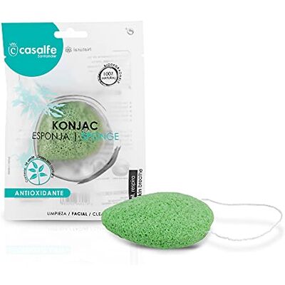 Casalfe Konjac éponge naturelle pour le visage 100% biodégradable pour exfoliation douce Contient du thé anti-oxydant, vert Casalfe Konjac éponge naturelle pour le visage 100% biodégradable pour exfoliation douce Contient du thé anti-oxydant, vert
