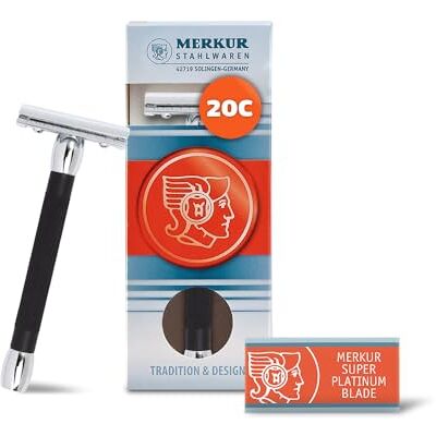 MERKUR Rasoir Manche Long Noir Chrome MERKUR Rasoir Manche Long Noir Chrome