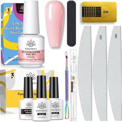 Born Pretty Kit de Démarrage Biab Builder in a Bottle Vernis à Ongles en Gel (Rose) Born Pretty Kit de Démarrage Biab Builder in a Bottle Vernis à Ongles en Gel (Rose)