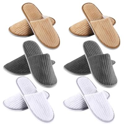 GAOUTO Lot de 6 paires de pantoufles d'hôtel Taille universelle 40-44 Pantoufles en tissu éponge lavable antidérapantes en polaire corail Pour spa, fête, invités, hôtel GAOUTO Lot de 6 paires de pantoufles d'hôtel Taille universelle 40-44 Pantoufles en tissu éponge lavable antidérapantes en polaire corail Pour spa, fête, invités, hôtel