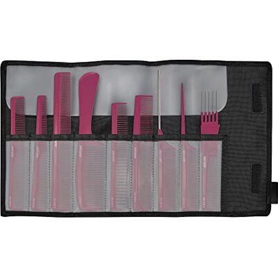 JAGUAR Lot de 9 peignes antistatiques A-Line Berry avec étui de rangement JAGUAR Lot de 9 peignes antistatiques A-Line Berry avec étui de rangement