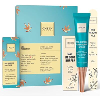 ONSEN Secret Nail Care Kit Japanese Nail Buffer and Shine Kit Strengthening & Shining Spa-Quality Manicure Organic Ingredients Long-Lasting Shine Easy & Safe w/Cuticle Care Serum 1pk ONSEN Secret Nail Care Kit Japanese Nail Buffer and Shine Kit Strengthening & Shining Spa-Quality Manicure Organic Ingredients Long-Lasting Shine Easy & Safe w/Cuticle Care Serum 1pk