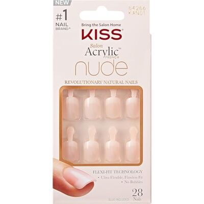Kiss Salon Acrylique French Nude Collection à couper le souffle, vrais faux ongles nude de longueur courte, comprend 28 faux ongles, de la colle à ongles, une lime à ongles et un bâton de manucure Kiss Salon Acrylique French Nude Collection à couper le souffle, vrais faux ongles nude de longueur courte, comprend 28 faux ongles, de la colle à ongles, une lime à ongles et un bâton de manucure